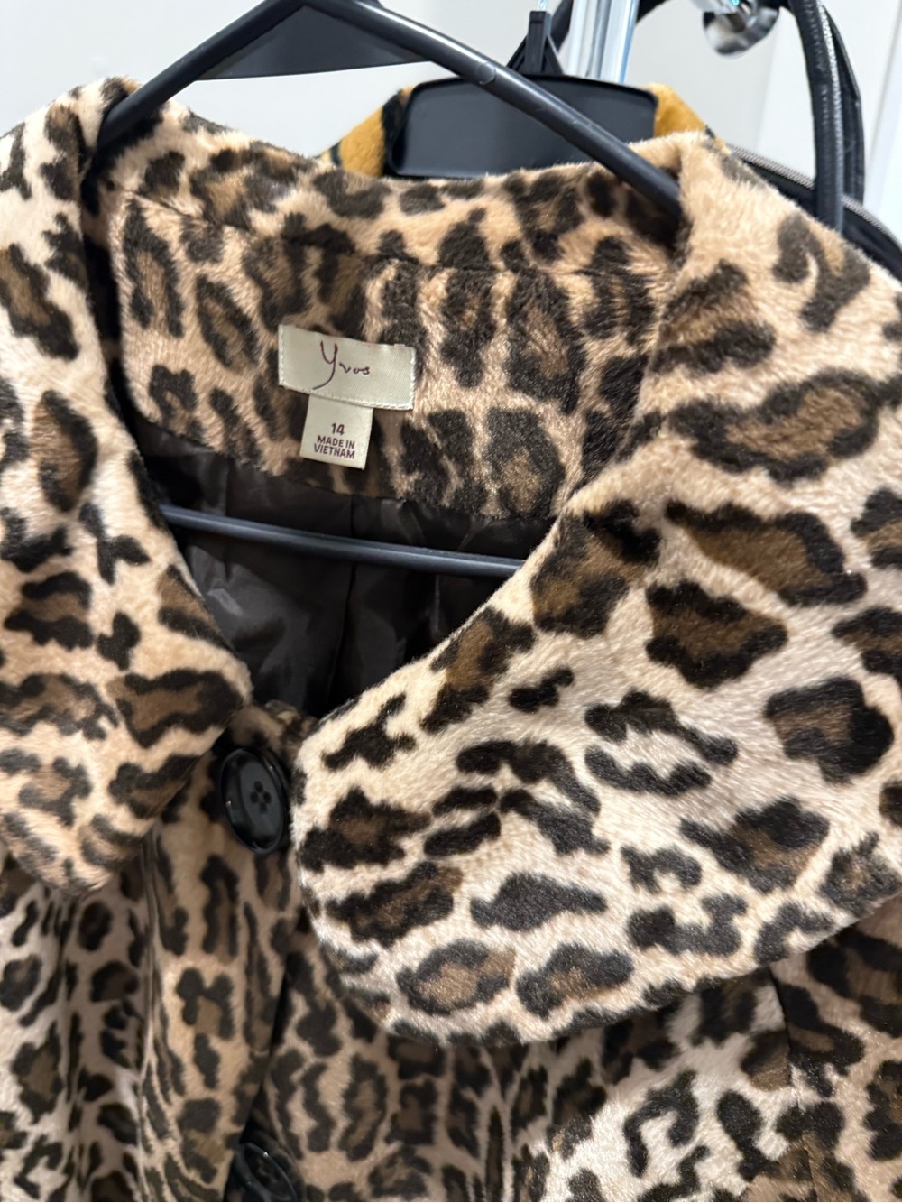 Michael Kors YVOS Leopard Print Pea Coat in Brown and Cream - Picture 3 of 4